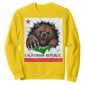 California Bear Flag Republic Sweatshirt CA State Distressed Design