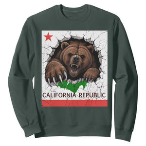 California Bear Flag Republic Sweatshirt CA State Distressed Design
