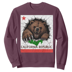 California Bear Flag Republic Sweatshirt CA State Distressed Design