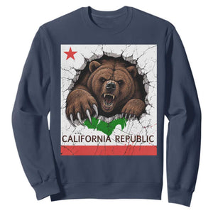 California Bear Flag Republic Sweatshirt CA State Distressed Design