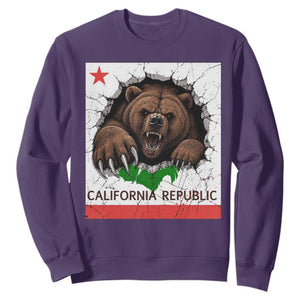 California Bear Flag Republic Sweatshirt CA State Distressed Design
