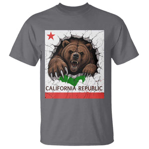 California Bear Flag Republic T Shirt CA State Distressed Design