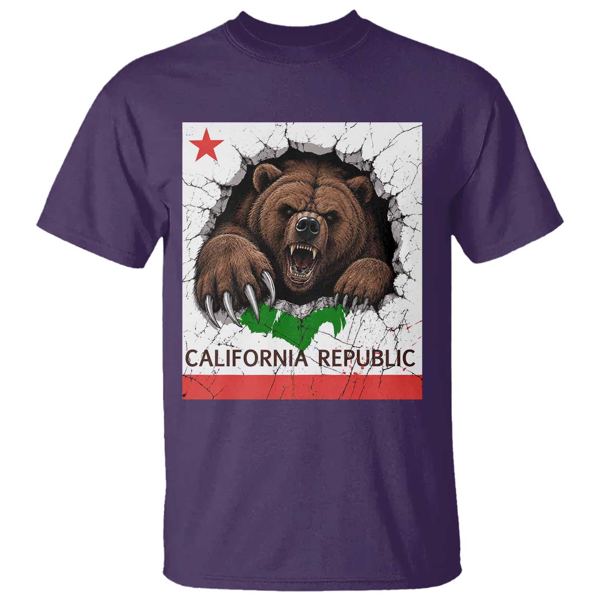 California Bear Flag Republic T Shirt CA State Distressed Design