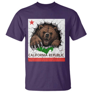California Bear Flag Republic T Shirt CA State Distressed Design