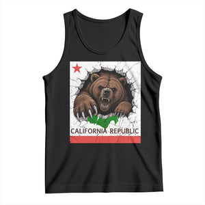 California Bear Flag Republic Tank Top CA State Distressed Design