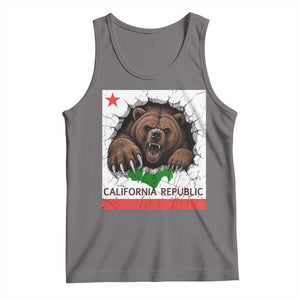 California Bear Flag Republic Tank Top CA State Distressed Design