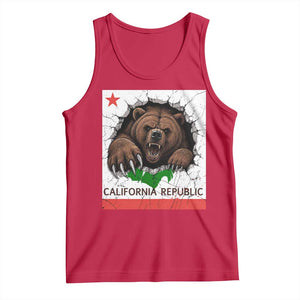 California Bear Flag Republic Tank Top CA State Distressed Design