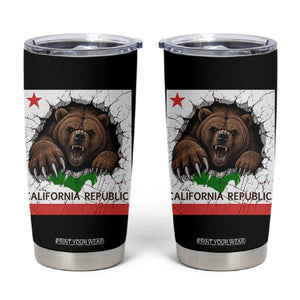 California Bear Flag Republic Tumbler Cup CA State Distressed Design