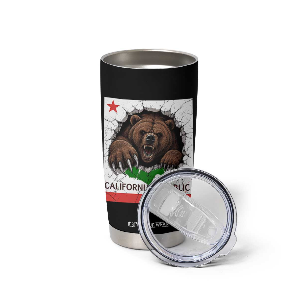 California Bear Flag Republic Tumbler Cup CA State Distressed Design