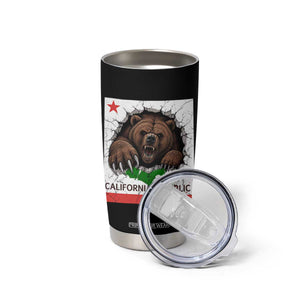 California Bear Flag Republic Tumbler Cup CA State Distressed Design