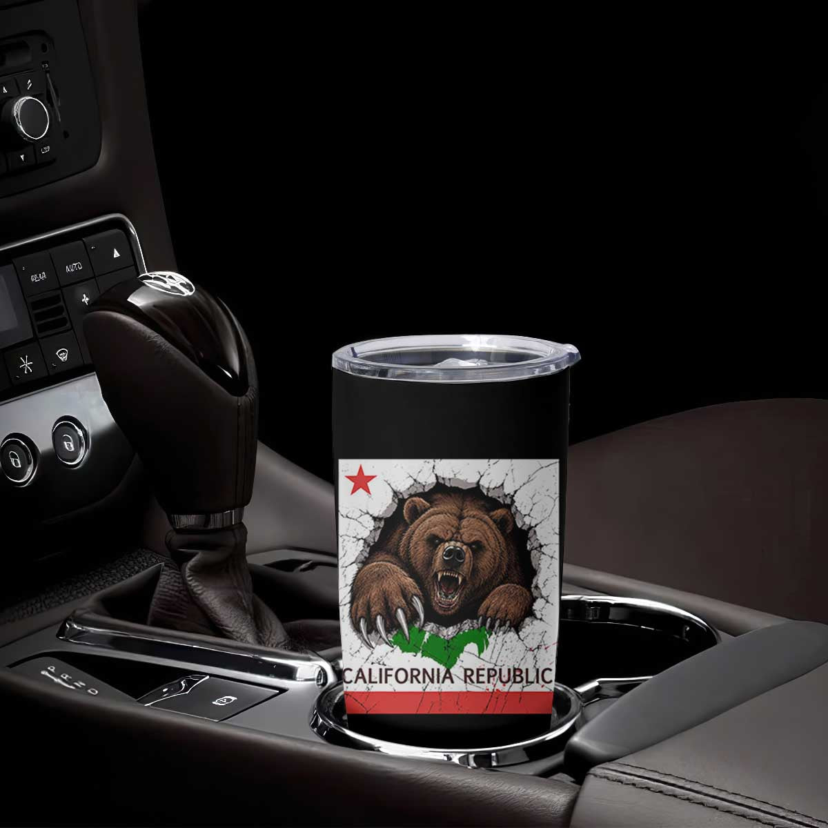 California Bear Flag Republic Tumbler Cup CA State Distressed Design