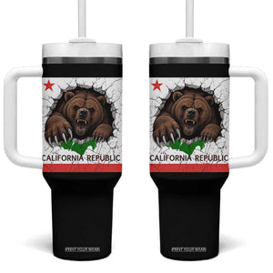 California Bear Flag Republic Tumbler With Handle CA State Distressed Design
