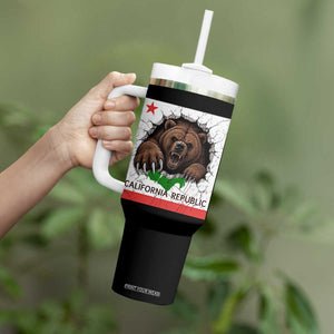 California Bear Flag Republic Tumbler With Handle CA State Distressed Design