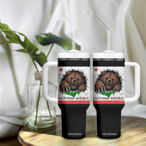 California Bear Flag Republic Tumbler With Handle CA State Distressed Design