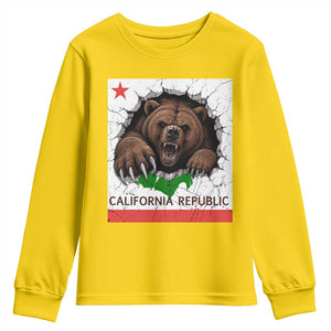 California Bear Flag Republic Youth Sweatshirt CA State Distressed Design