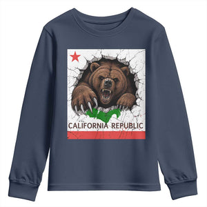 California Bear Flag Republic Youth Sweatshirt CA State Distressed Design
