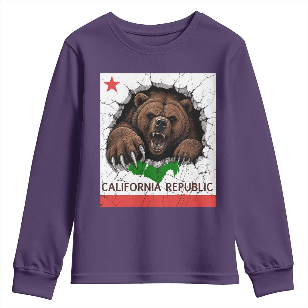 California Bear Flag Republic Youth Sweatshirt CA State Distressed Design