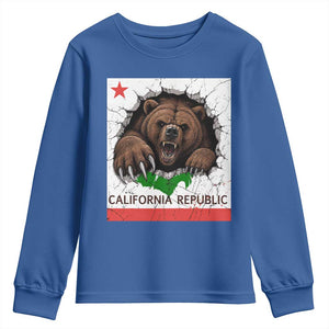California Bear Flag Republic Youth Sweatshirt CA State Distressed Design
