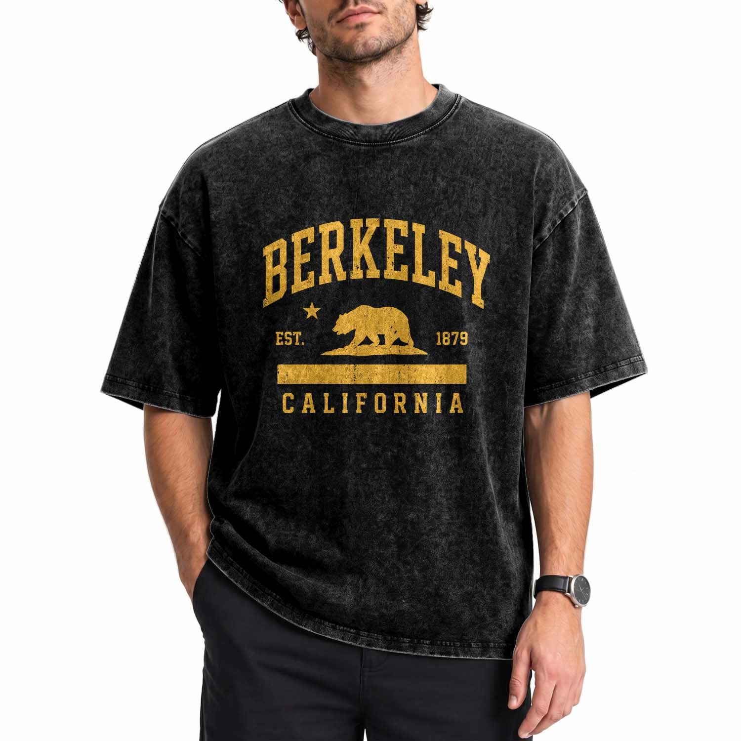 Berkeley California Est 1879 Washed Cotton T-Shirt CA Vintage Athletic Sports Design Grizzly Bear