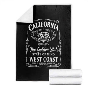 California The Golden State Throw Blanket Grizzly Bear West Coast Vintage Label