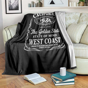 California The Golden State Throw Blanket Grizzly Bear West Coast Vintage Label