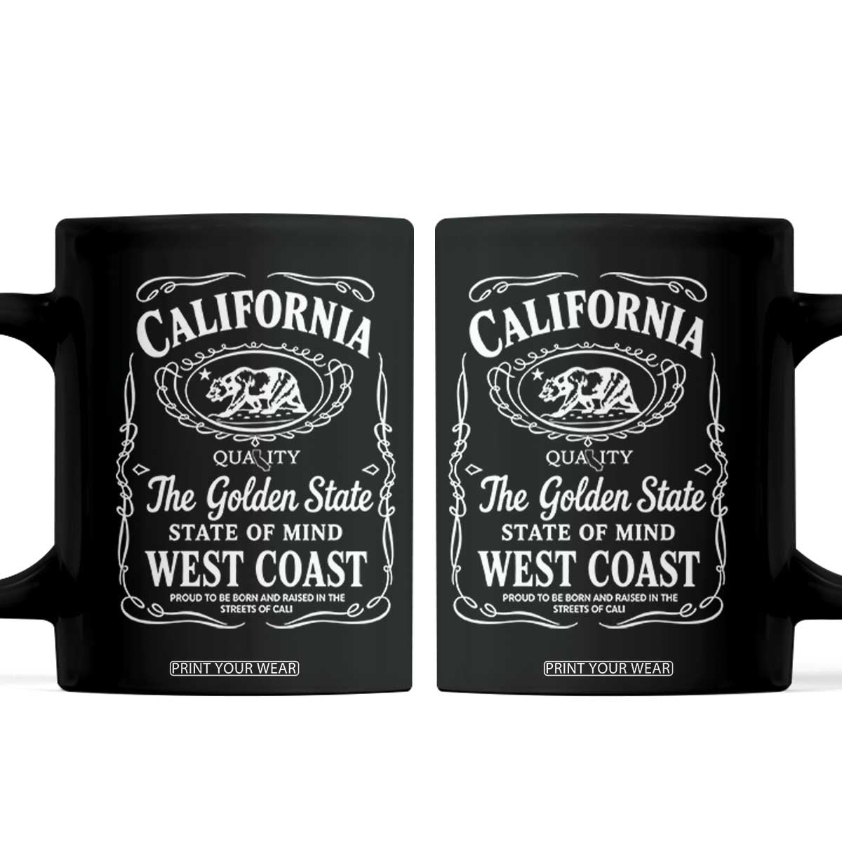 California The Golden State Coffee Mug Grizzly Bear West Coast Vintage Label