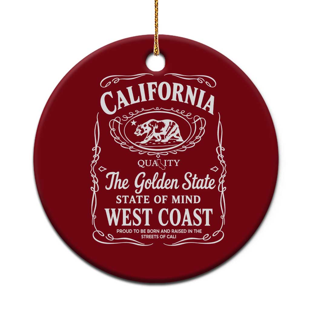 California The Golden State Ceramic Ornament Grizzly Bear West Coast Vintage Label