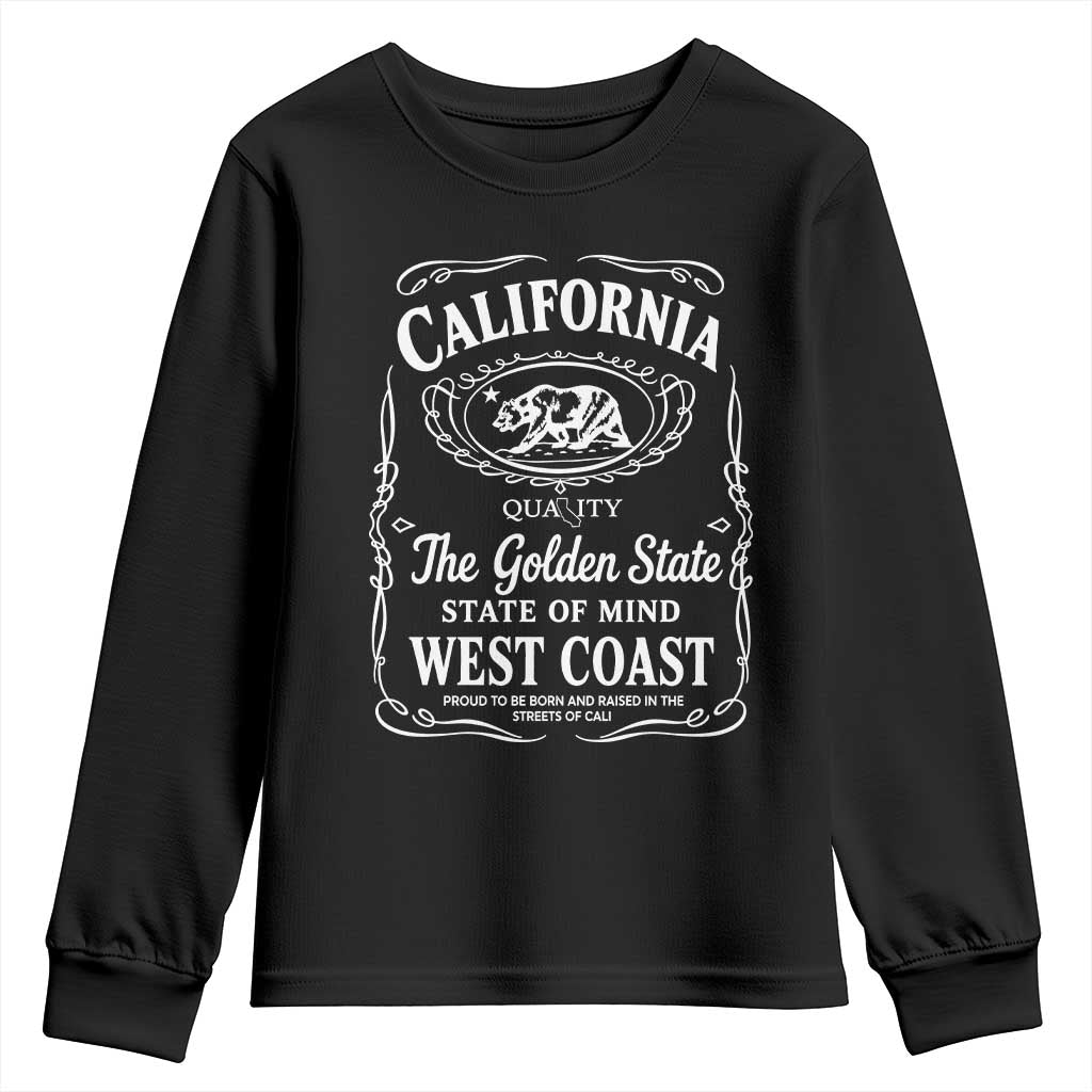 California The Golden State Youth Sweatshirt Grizzly Bear West Coast Vintage Label