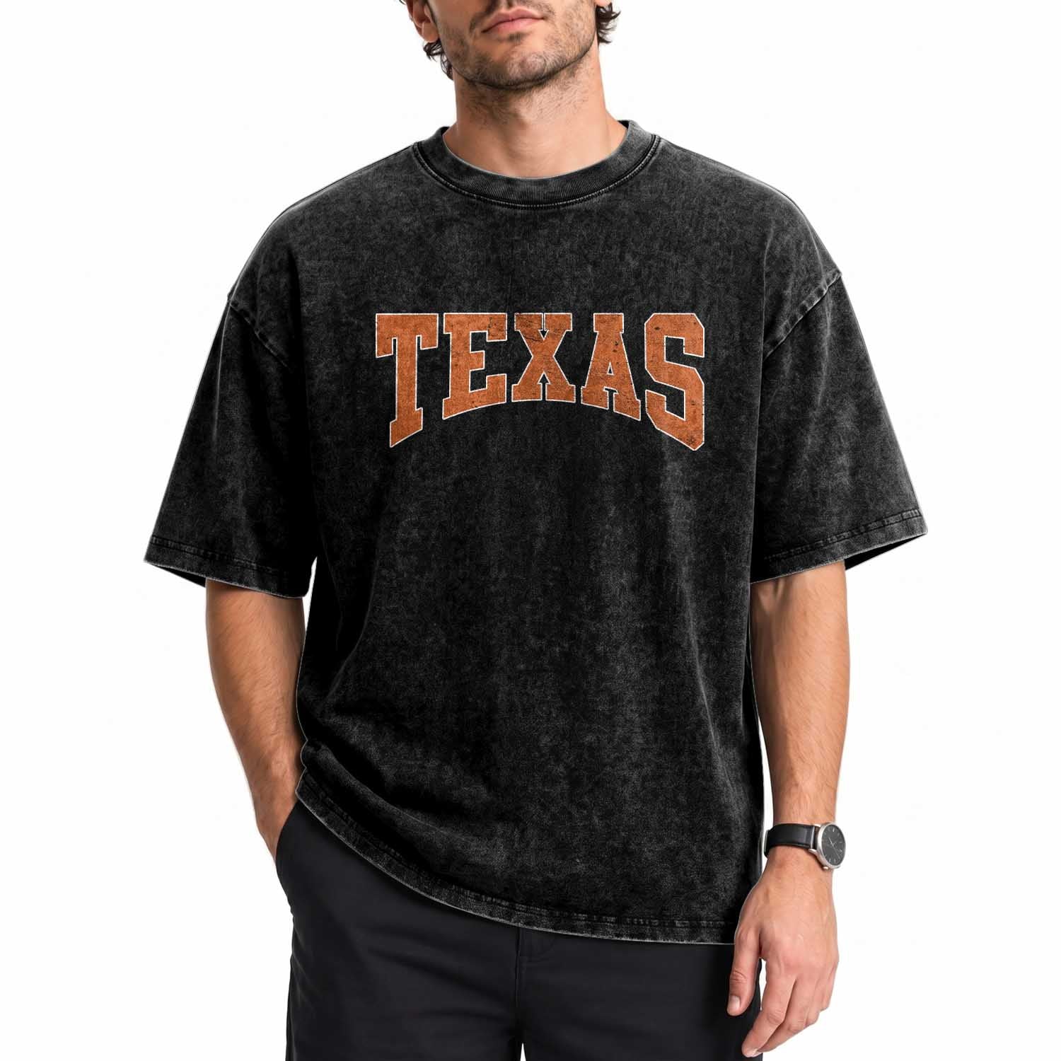 Texas TX Vintage Athletic Sports Design Washed Cotton T-Shirt 80s 90s Style