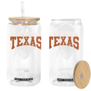 Texas TX Vintage Athletic Sports Design Glass Can 80s 90s Style