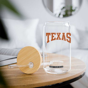 Texas TX Vintage Athletic Sports Design Glass Can 80s 90s Style