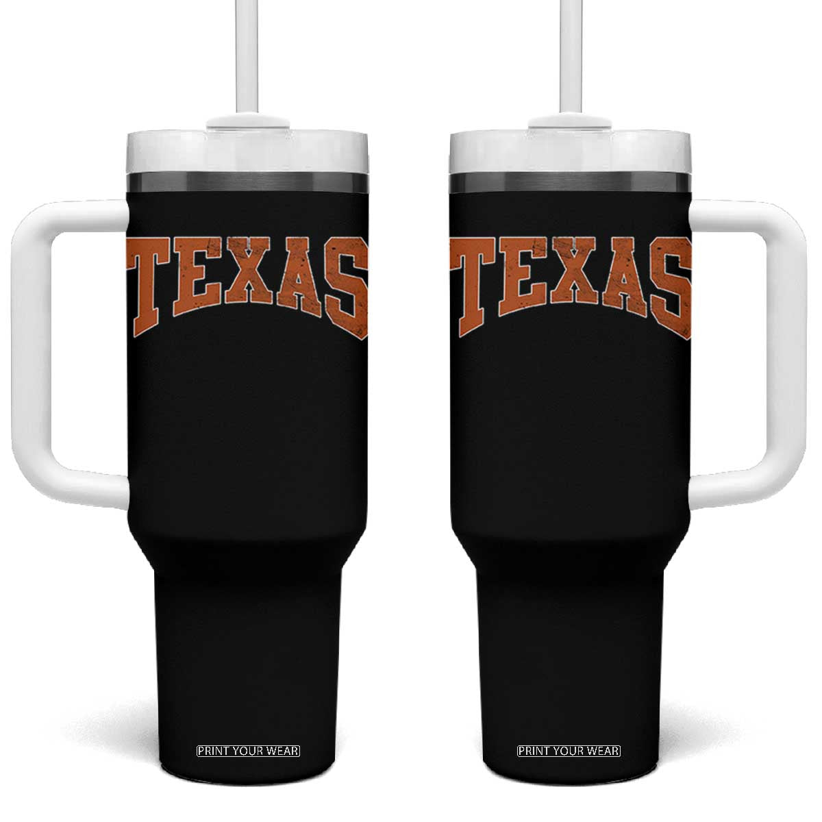 Texas TX Vintage Athletic Sports Design Tumbler With Handle 80s 90s Style