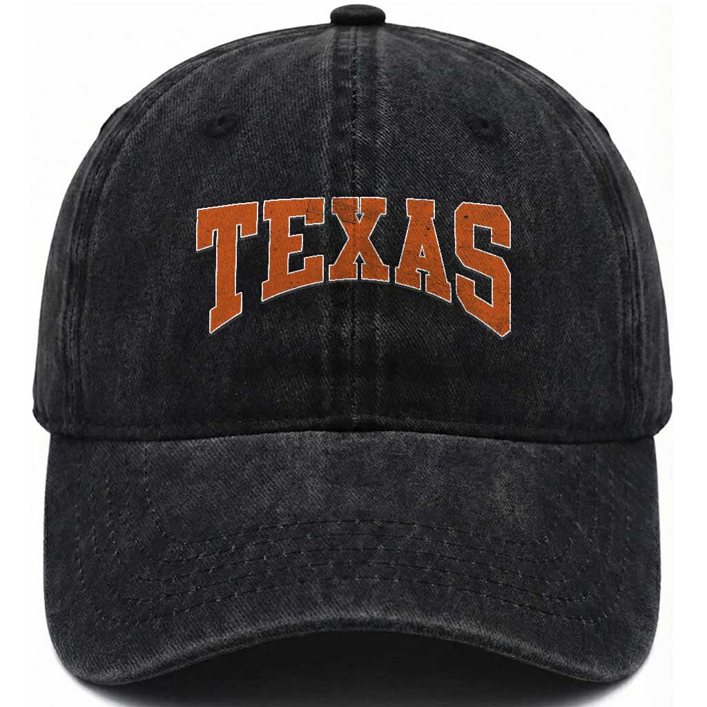 Texas TX Vintage Athletic Sports Design Washed Cotton Baseball Cap 80s 90s Style