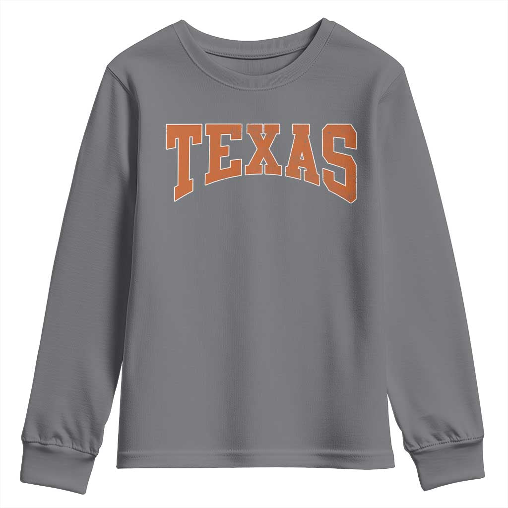 Texas TX Vintage Athletic Sports Design Youth Sweatshirt 80s 90s Style