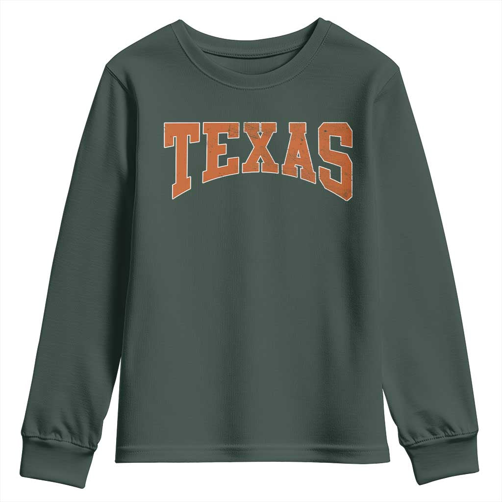Texas TX Vintage Athletic Sports Design Youth Sweatshirt 80s 90s Style