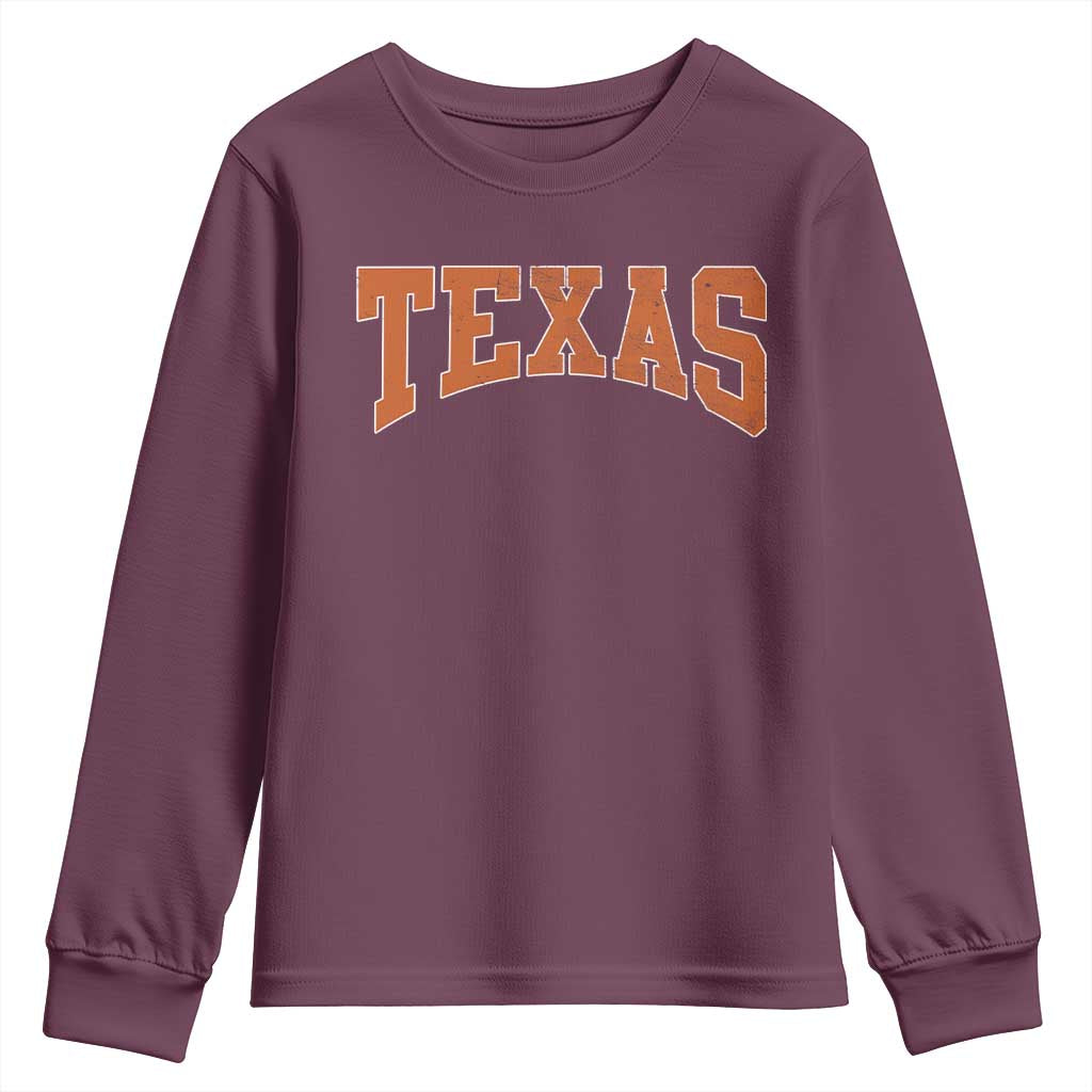 Texas TX Vintage Athletic Sports Design Youth Sweatshirt 80s 90s Style