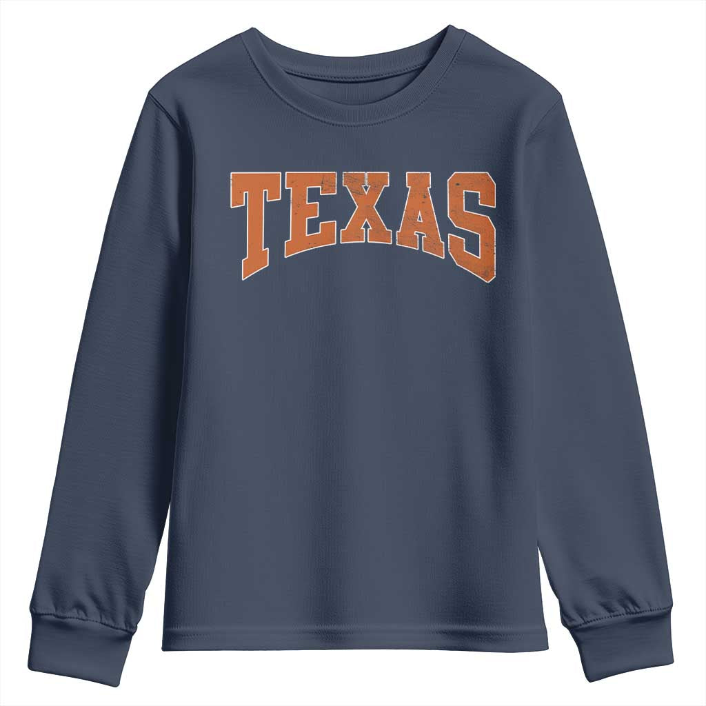 Texas TX Vintage Athletic Sports Design Youth Sweatshirt 80s 90s Style