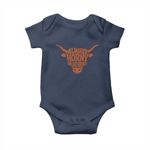 Always Horny on Saturdays Baby Onesie Funny Bull Cow Game Day Lover