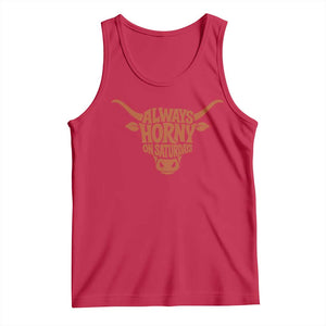 Always Horny on Saturdays Tank Top Funny Bull Cow Game Day Lover
