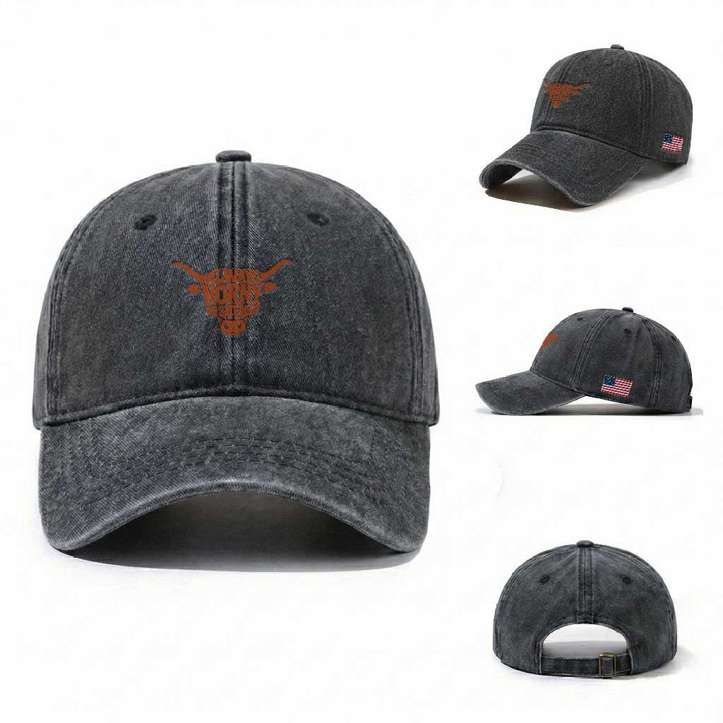 Always Horny on Saturdays Washed Cotton Baseball Cap Funny Bull Cow Game Day Lover