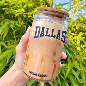 Dallas Vintage Athletic Sports Design Glass Can Texas TX Souvenir