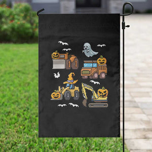 Funny Halloween Garden Flag Spooky Construction Trucks Pumpkin Ghost Pixel TS11 Print Your Wear