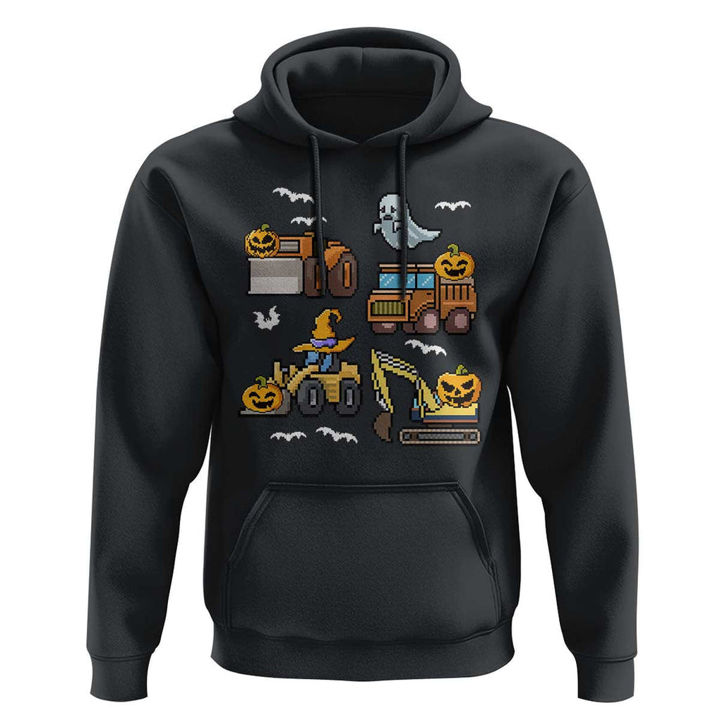 Funny Halloween Hoodie Spooky Construction Trucks Pumpkin Ghost Pixel TS11 Black Print Your Wear