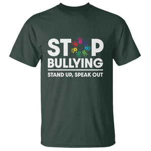 Unity Day T Shirt Stop Bullying Stand Up Speak Out Hand Prints Anti Bullying Awareness TS11 Dark Forest Green Print Your Wear