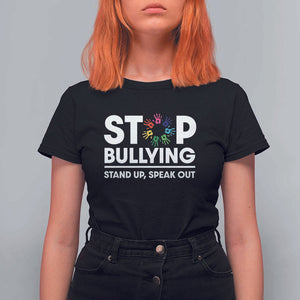 Unity Day T Shirt For Women Stop Bullying Stand Up Speak Out Hand Prints Anti Bullying Awareness TS11 Black Print Your Wear