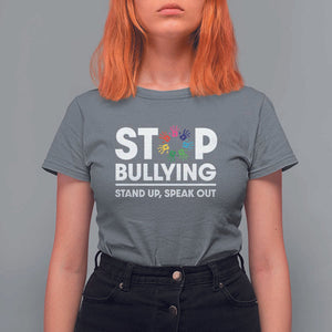 Unity Day T Shirt For Women Stop Bullying Stand Up Speak Out Hand Prints Anti Bullying Awareness TS11 Charcoal Print Your Wear