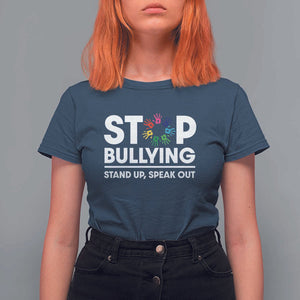 Unity Day T Shirt For Women Stop Bullying Stand Up Speak Out Hand Prints Anti Bullying Awareness TS11 Navy Print Your Wear