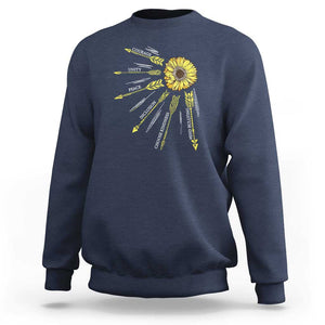 Anti Bullying Awareness Sweatshirt Courage Unity Peace Inclusion Choose Kindness Sunflower TS11 Navy Print Your Wear