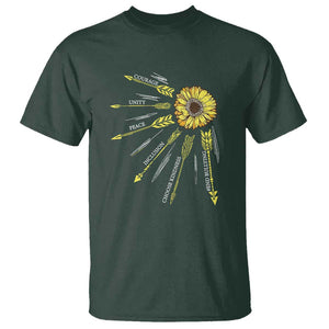 Anti Bullying Awareness T Shirt Courage Unity Peace Inclusion Choose Kindness Sunflower TS11 Dark Forest Green Print Your Wear