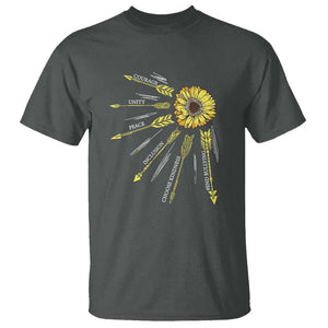 Anti Bullying Awareness T Shirt Courage Unity Peace Inclusion Choose Kindness Sunflower TS11 Dark Heather Print Your Wear